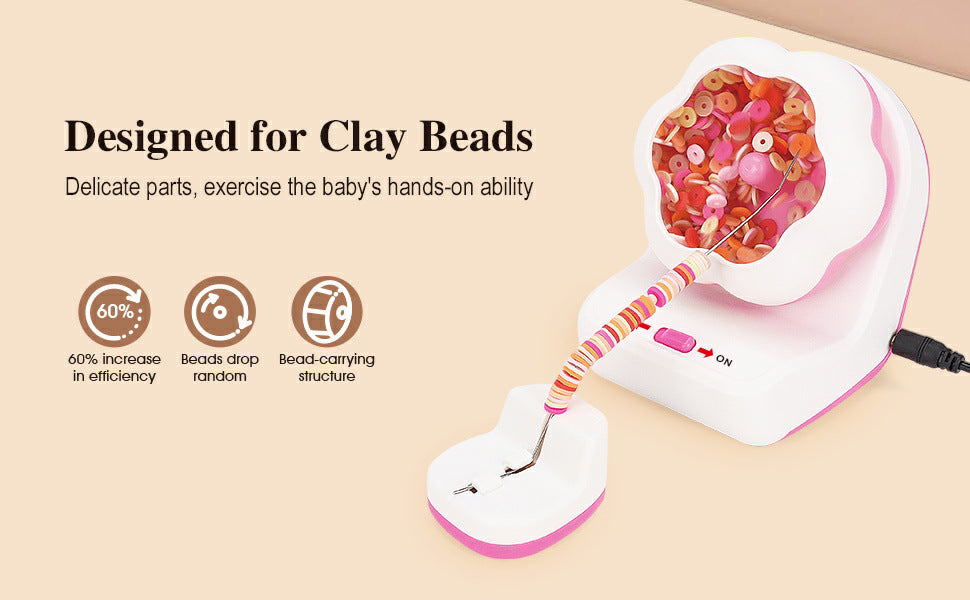 Electric Bead Spinner - DIY Bracelet Maker with Beading Bowl and Needles(pink)