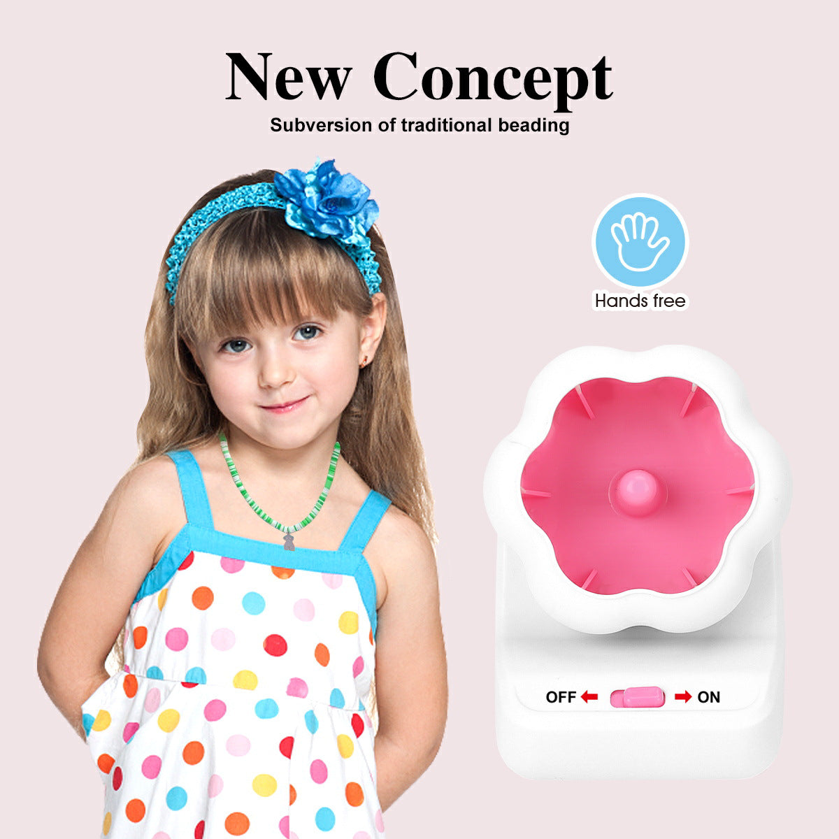 Electric Bead Spinner - DIY Bracelet Maker with Beading Bowl and Needles(pink)