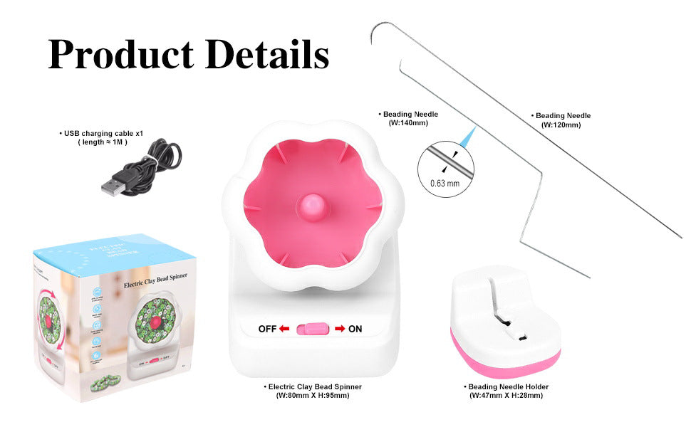 Electric Bead Spinner - DIY Bracelet Maker with Beading Bowl and Needles(pink)