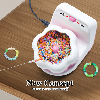 Electric Bead Spinner - DIY Bracelet Maker with Beading Bowl and Needles(grey)