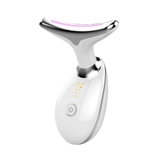 LED Photon Therapy Neck and Face Wrinkle Remover - Skin Tightening Device with EMS and Heat(white)