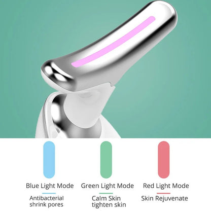 LED Photon Therapy Neck and Face Wrinkle Remover - Skin Tightening Device with EMS and Heat(white)