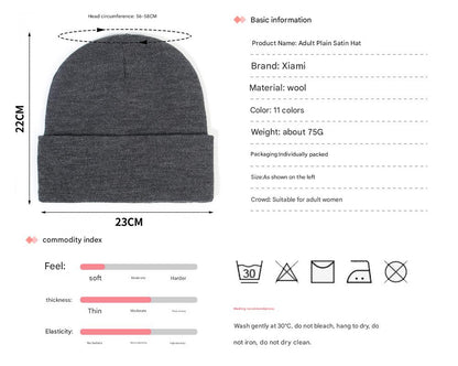 Premium Warm Beanie with Silk Satin Lining(White)