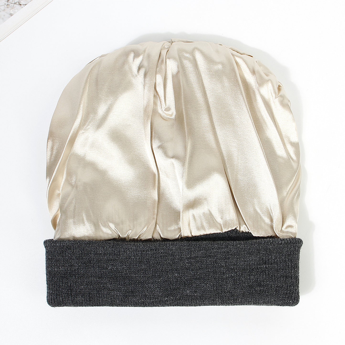 Premium Warm Beanie with Silk Satin Lining(White)