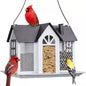 Charming House-Shaped Hanging Bird Feeder - Durable Metal Design for Wild Birds(white)
