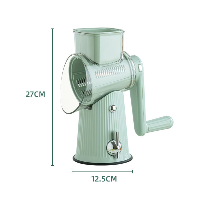 Multi-Function Rotary Vegetable Slicer & Grater - 5 Blade Types (10 Pcs Total) with Storage Box-white