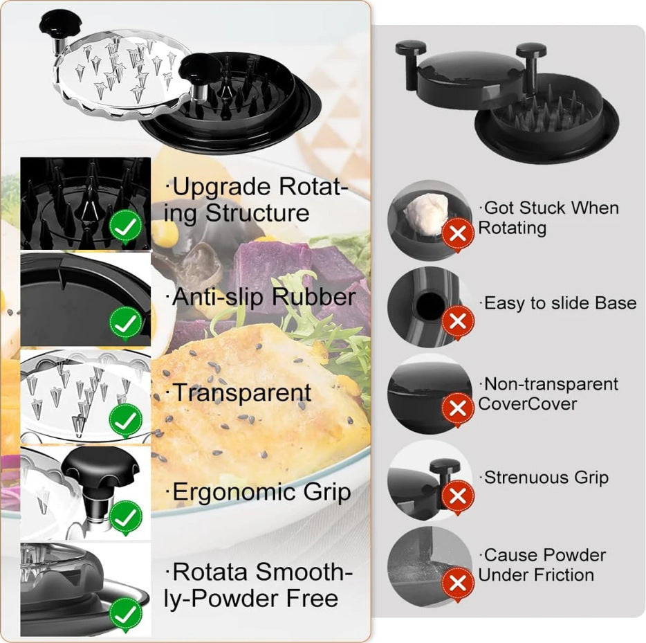 Upgraded Meat Shredder Tool - Rotating Chicken & Pork Puller with Anti-Slip Base & Ergonomic Grips(black)