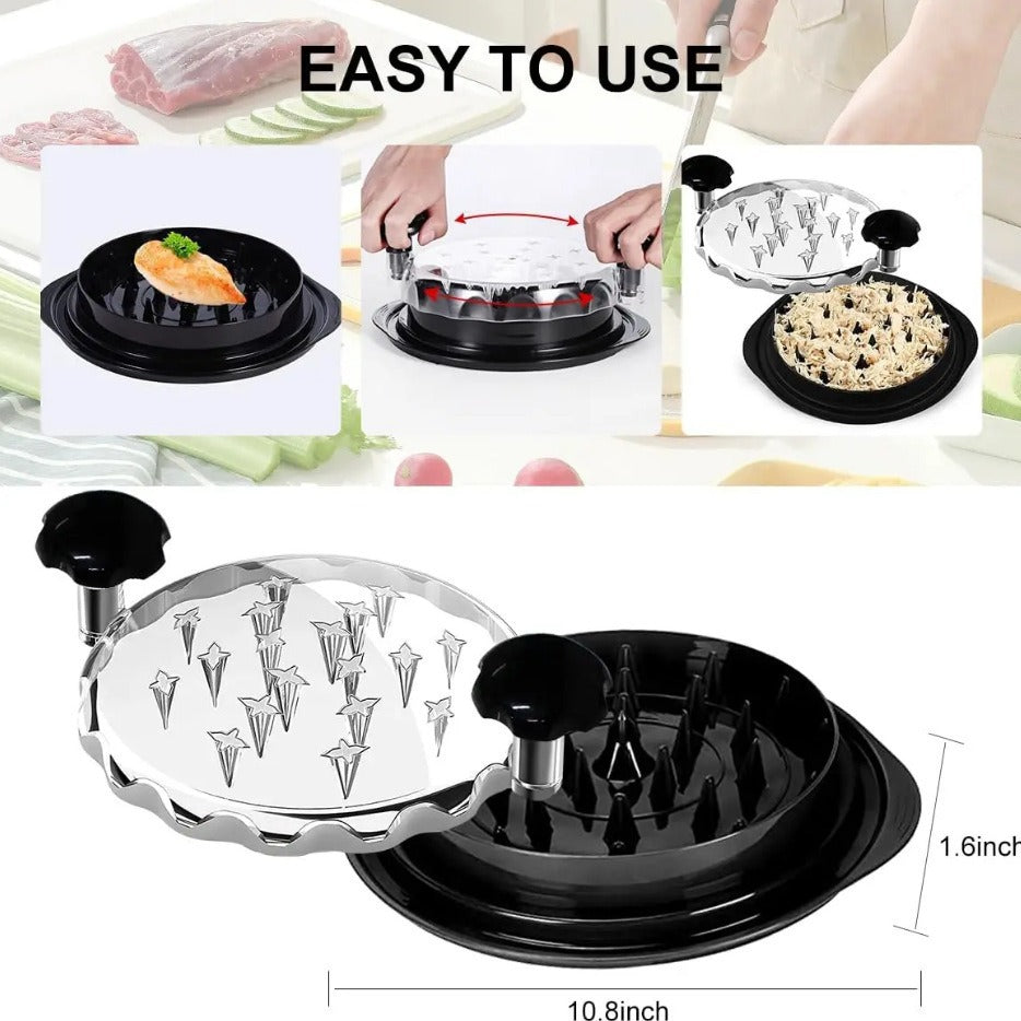 Upgraded Meat Shredder Tool - Rotating Chicken & Pork Puller with Anti-Slip Base & Ergonomic Grips(black)