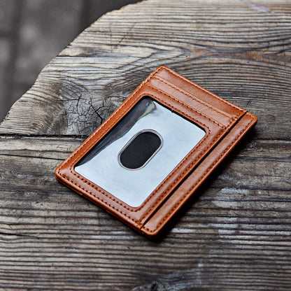 Slim Minimalist Leather Wallet with ID Window & RFID Blocking - Holds 12 Cards & Cash(Dark gray)