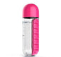 Two 2-in-1 Water Bottle with 7-Day Pill Organizer - 600ml BPA-Free, Portable & Leakproof(Rose)