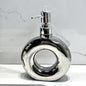 Modern Ceramic Soap & Lotion Dispenser - Unique Geometric Designs, 300ml Capacity(Donut lotion bottle, silver)