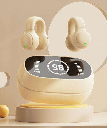 Open-Ear Conduction TWS Earbuds - Bluetooth 5.4, 9D Surround Sound, LED Display, Long Battery Life(Skin color)