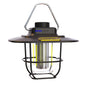 Black Vintage LED Camping Lantern - Rechargeable, Stepless Dimming, Power Bank