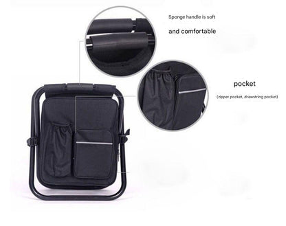 Camouflage Insulated Cooler Backpack Chair - Foldable Stool for Picnics & BBQ