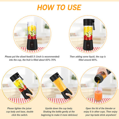 Red Portable Blender USB Rechargeable - Personal Size Smoothie Maker On The Go