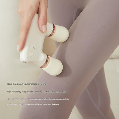 Light yellow Portable Dual Head Mini Massager - 5 Modes, Quiet Operation, USB-C Rechargeable