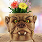 Brown Unique Goblin Head Planter Pot - Resin Monster Face for Succulents & Decor (Style 2)