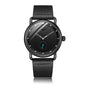 Black Elegant Men's Watch with Leather Band - Small Seconds, Onion Crown Detail