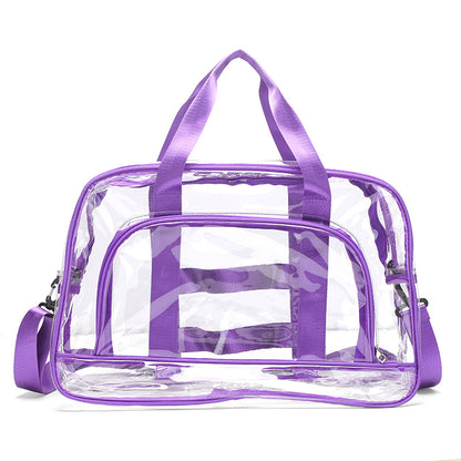 Purple transparent Multi-Purpose Clear PVC Bag - Travel, Fitness, Storage Tote (50x32x18cm)