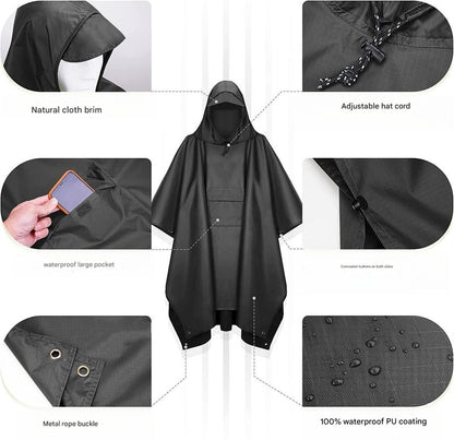 Yellow Portable Outdoor Camping Poncho - Can be used as Raincoat, Tarp, Ground Cover