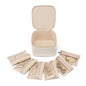 White Compact Travel Jewelry Box with 6 Individual Velvet Zipper Pouches