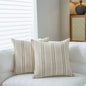 Textured Vertical Striped Pillowcases - Scandinavian Home Decor Accents (Green Stripes Pair - 45x45cm)