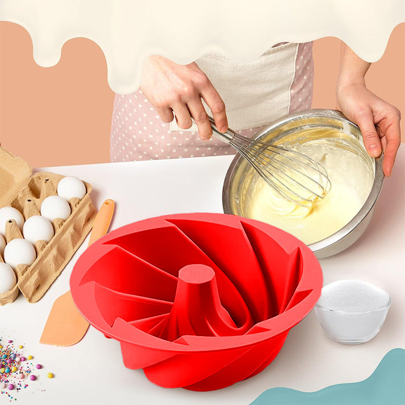 Pink Non-Stick Silicone Cyclone Cake Pan Set (10 Molds) - Perfect for Desserts