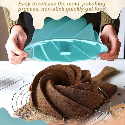 Pink Non-Stick Silicone Cyclone Cake Pan Set (10 Molds) - Perfect for Desserts