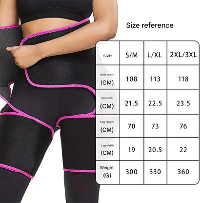 Black Women's 3-in-1 Body Shaper: Waist Cincher, Thigh Slimmer, Glute Lifter - Workout Gear (Size : XXL/XXXL)