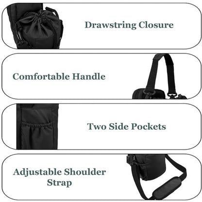 Beige Portable Crossbody Water Bottle Holder with Multiple Pockets - Thermal Cooler Bag