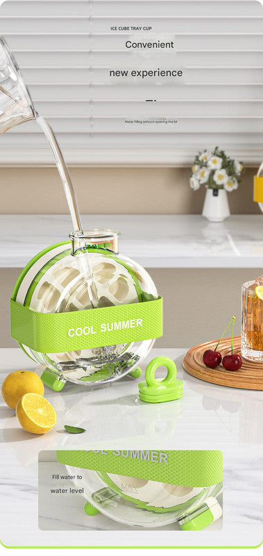 Green Portable Press-Release Ice Cube Maker Bottle - Makes 12 Cubes, Doubles as Bottle