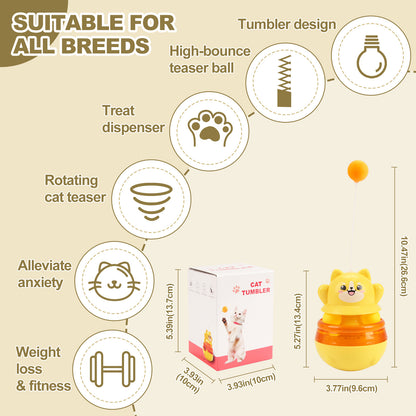 Pink 3-in-1 Interactive Cat Toy - Tumbler, Treat Dispenser, Track & Teaser Ball