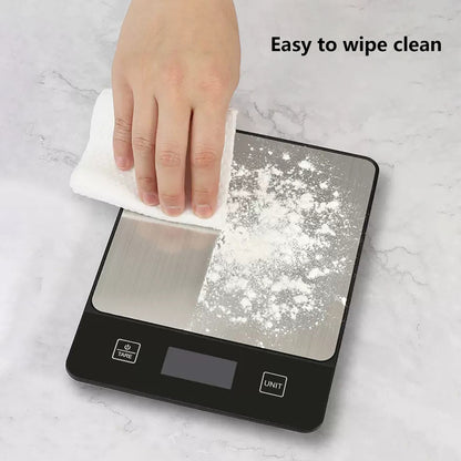 White Digital Kitchen Scale - Stainless Steel Food Scale for Baking & Cooking (10kg/1g)