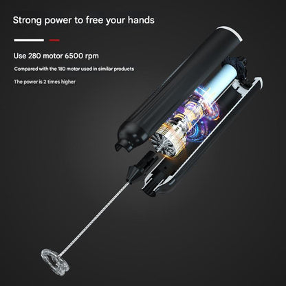 Green USB Rechargeable Milk Frother - 3-Speed Handheld Electric Whisk with Stand
