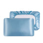 Sky Blue Silky Satin Pillowcase Pair - Smooth for Hair & Skin, Elastic Fitted (46x70+16cm)