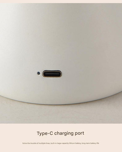 White Mushroom LED Table Lamp - Rechargeable, 3-Color Touch Dimmable, USB-C
