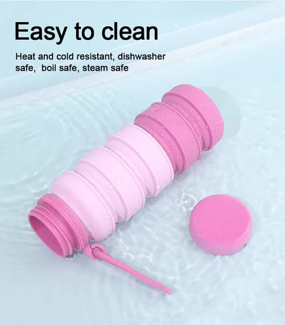 Black Collapsible Silicone Water Bottle - 510ml Portable Food-Grade Travel & Sports Drink Flask
