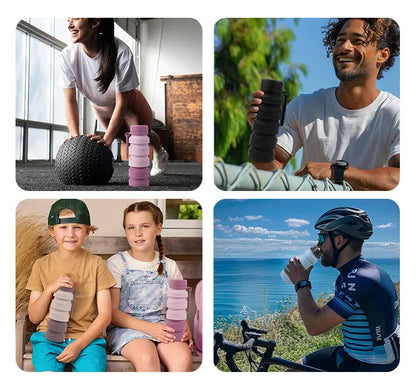 Brown Collapsible Silicone Water Bottle - 510ml Portable Food-Grade Travel & Sports Drink Flask
