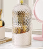 White Elegant 360 Rotating Makeup Brush Holder & Cosmetic Organizer with Dustproof Dome Lid(Makeup is a prop for shooting and is not included)