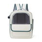 Beige And Green Spacious Pet Carrier Backpack with Clear Window - Comfortable Travel Bag for Cats & Small Dogs
