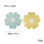Blue Background With White Heart + Blue Background Set of 6 Reversible Flower Shaped Placemats - Waterproof PU Leather Dining Table Mats