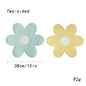Blue Background With White Heart + Blue Background Set of 6 Reversible Flower Shaped Placemats - Waterproof PU Leather Dining Table Mats