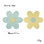 Blue Background With Yellow Heart + Yellow Background With Blue Heart Set of 6 Reversible Flower Shaped Placemats - Waterproof PU Leather Dining Table Mats