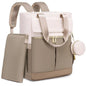 Khaki and Beige Stylish Nappy Bag Backpack - Multi-Functional Diaper Bag with Insulated Pockets, Changing Pad & Pacifier Case
