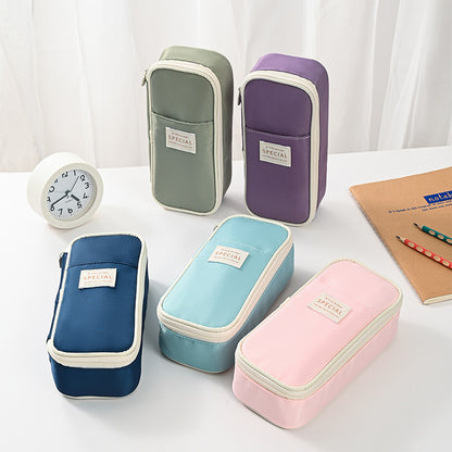 Pink Large Capacity Expandable Pencil Case - Multi-Compartment Student Stationery Pouch (Only with pencil case)