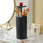 Black Automatic Lifting Makeup Brush Holder - Dustproof Desktop Organizer with Lid & Compartments