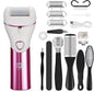 Pink And White Rechargeable Electric Foot File Callus Remover Kit - 10pc Pedicure Set with LED Display for Smooth Feet