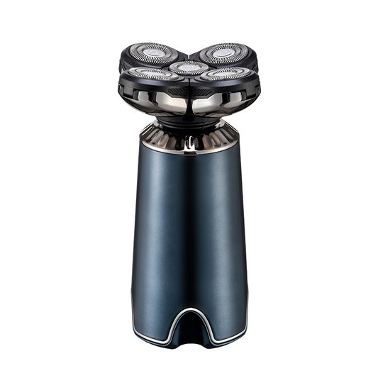 Dark Blue Men's 5-Head Electric Rotary Shaver - Waterproof Wet/Dry USB Rechargeable Razor for Face & Bald Head Shaving