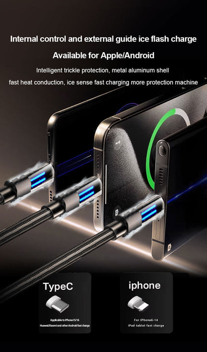 2 Pcs Black 100W C-C Super Fast Charging Data Cable with Smart LED Indicator - 2M Braided Cord