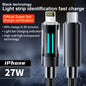 2 Pcs Black 27W USB-C to Lightning Fast Charging Cable with Smart LED Indicator - Braided Cord for iPhone & iPad